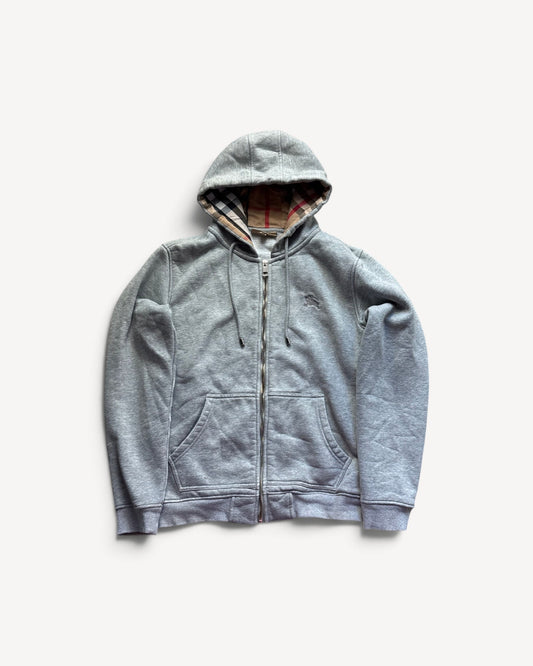 BURBERRY GREY ZIP UP HOODIE (M)