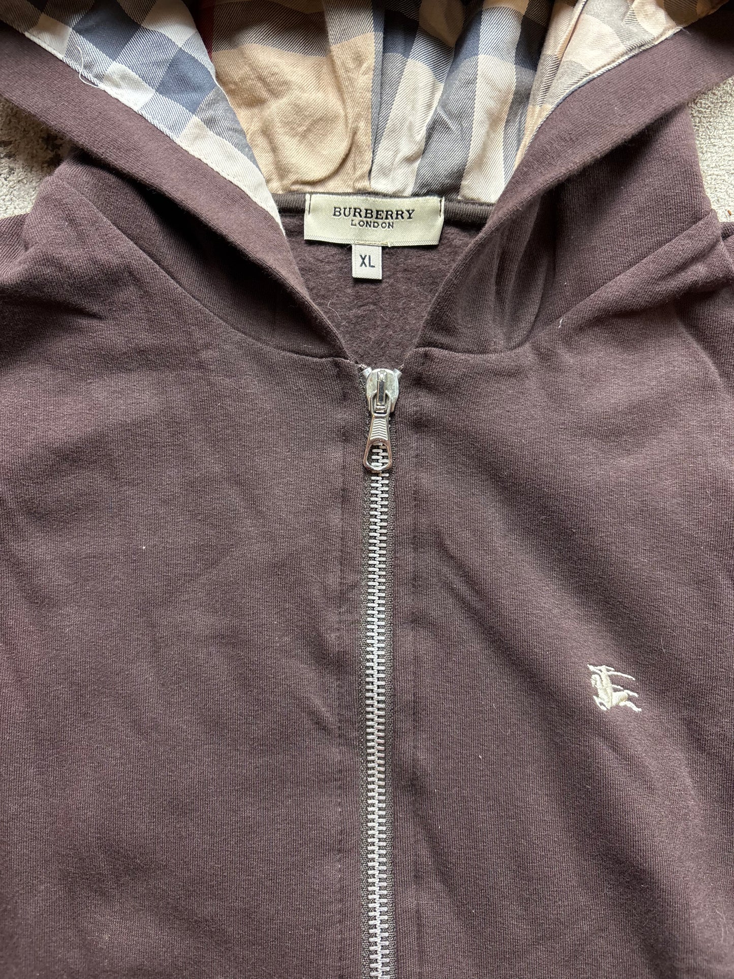 BURBERRY BROWN ZIP UP HOODIE (S)
