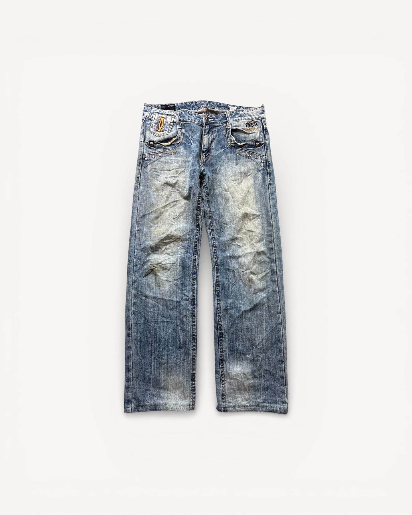 JAPANESE EMBROIDERED DENIM W33 L32 #JAP10