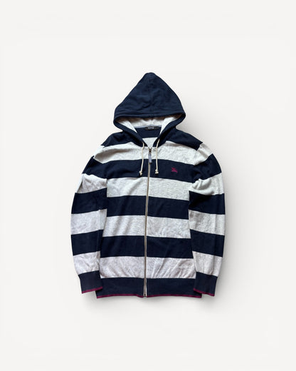 BURBERRY STRIPED ZIP UP HOODIE (M)