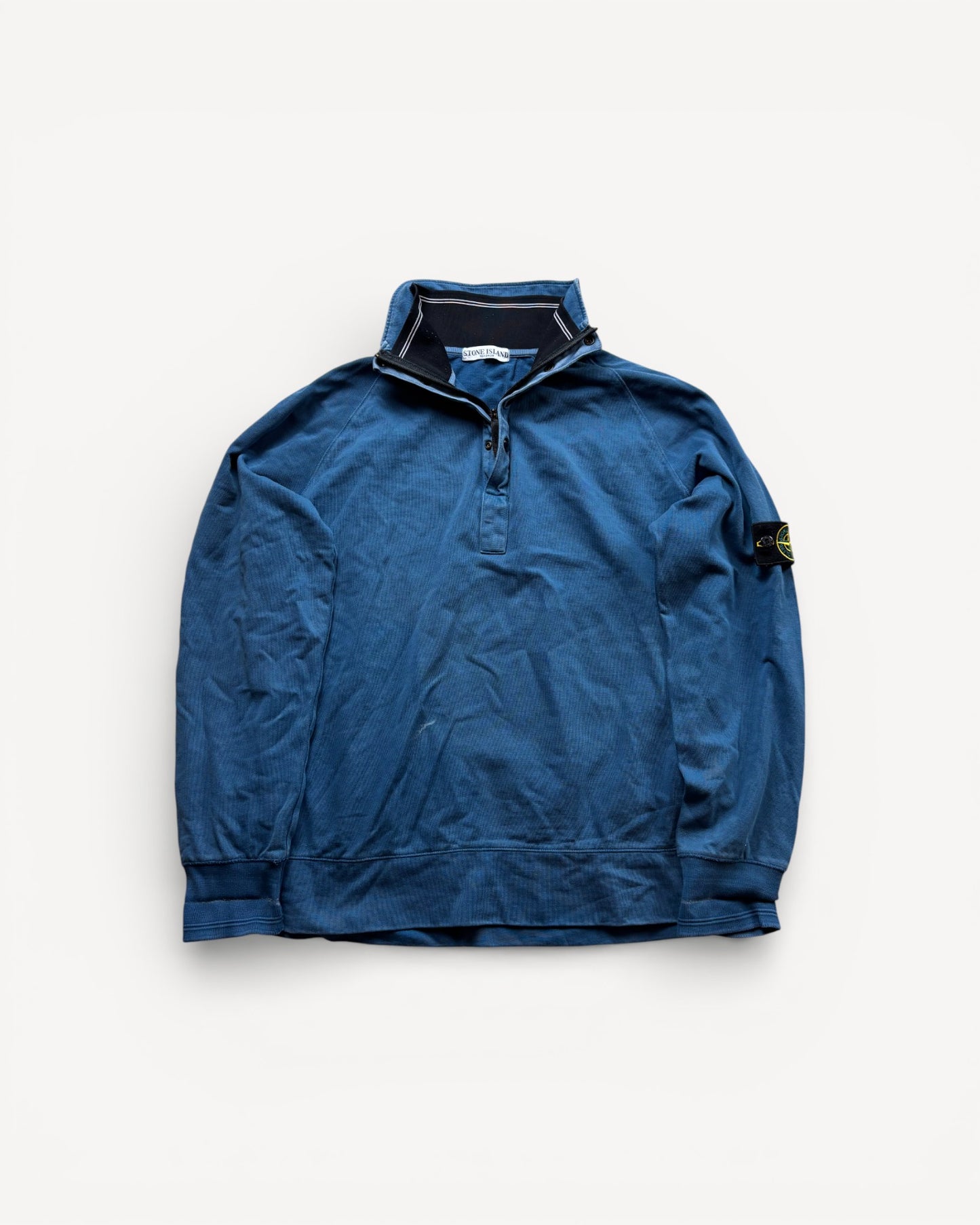 STONE ISLAND BLUE HALF ZIP UP KNIT (M)