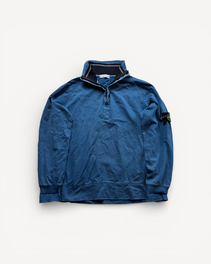 STONE ISLAND BLUE HALF ZIP UP KNIT (M)