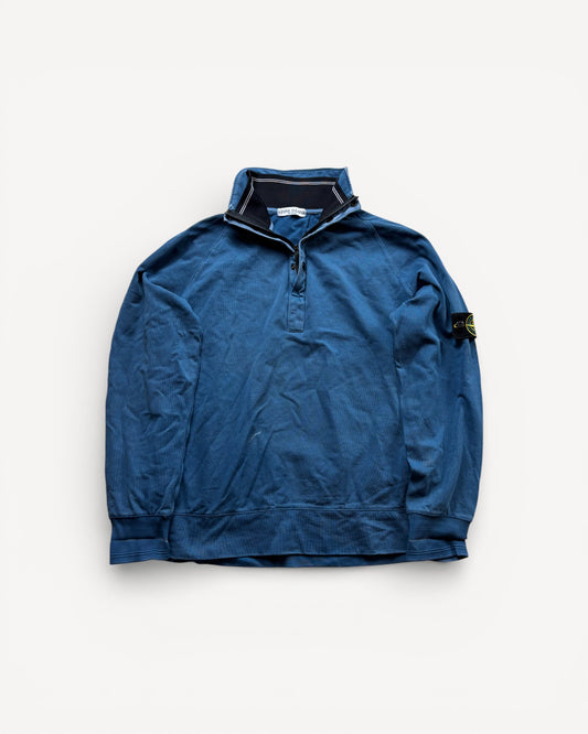 STONE ISLAND BLUE HALF ZIP UP KNIT (M)