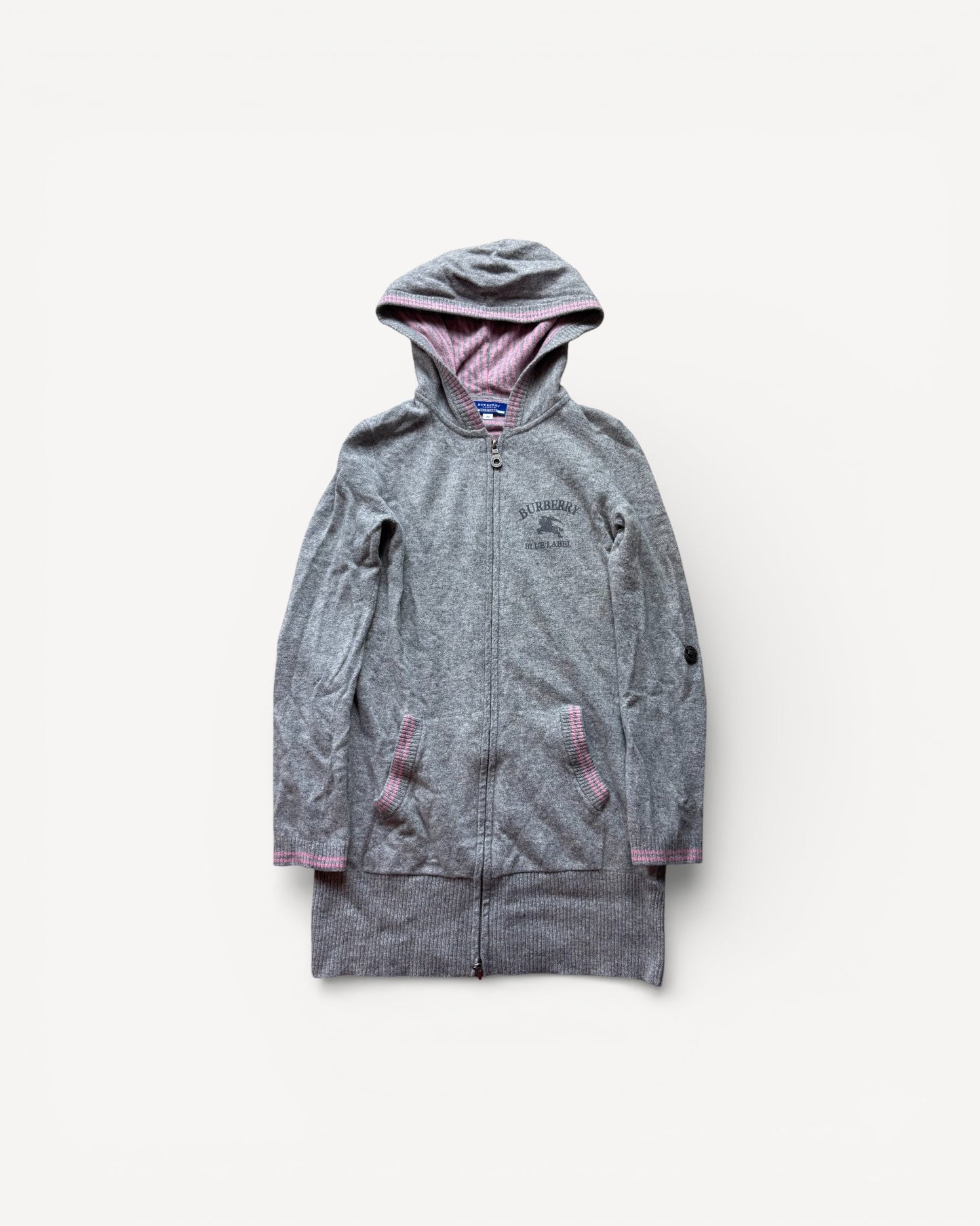 BURBERRY GREY ZIP UP HOODIE (S)