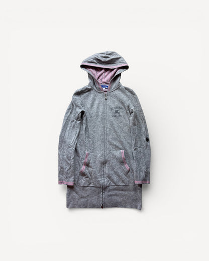 BURBERRY GREY ZIP UP HOODIE (S)