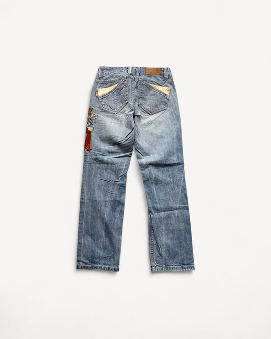 JAPANESE EMBROIDERED DENIM W27 L30 #JAP2