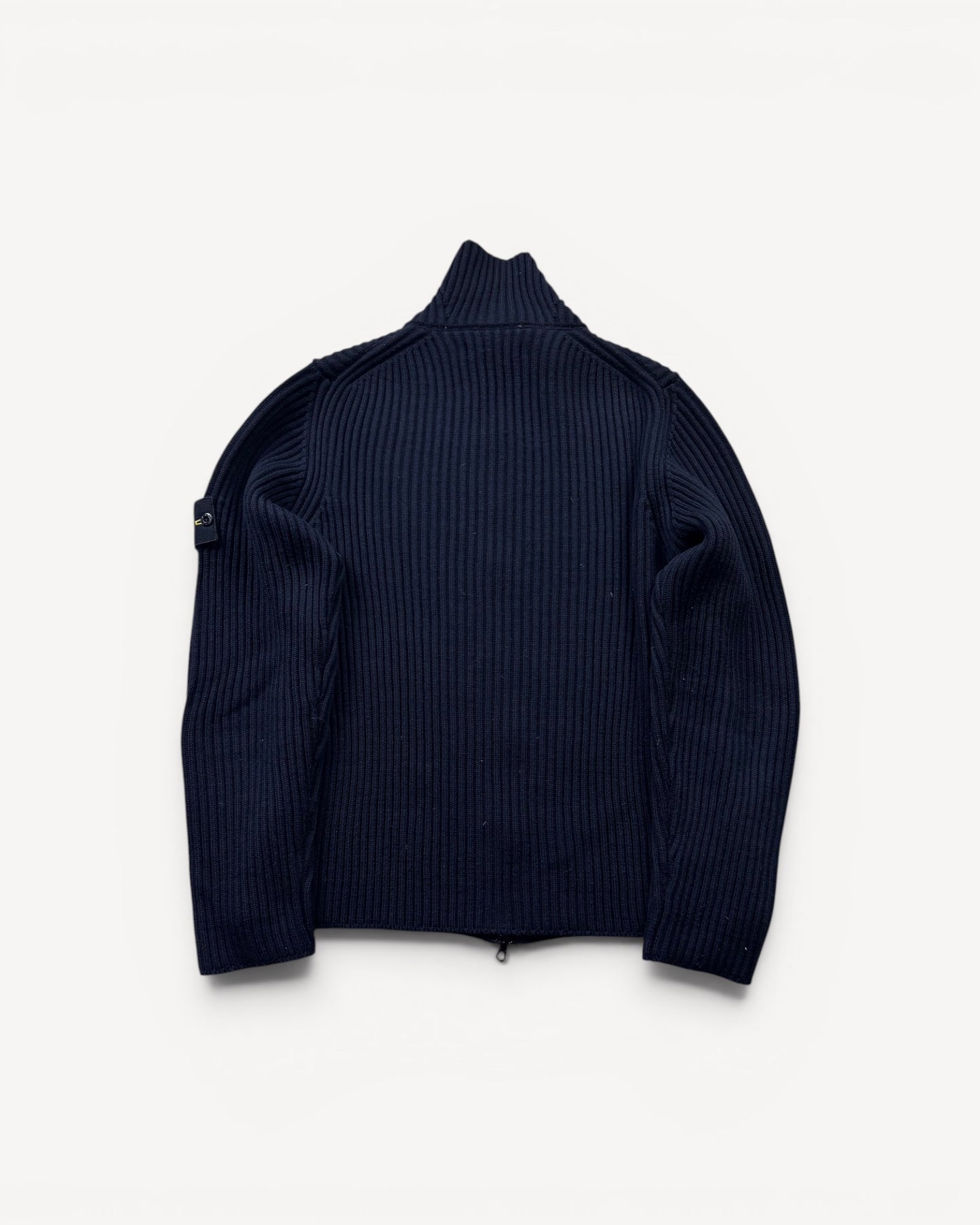 STONE ISLAND BLACK ZIP UP KNIT (L)