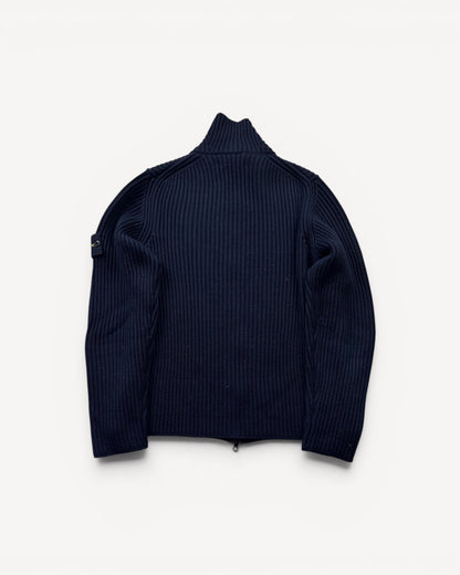 STONE ISLAND BLACK ZIP UP KNIT (L)