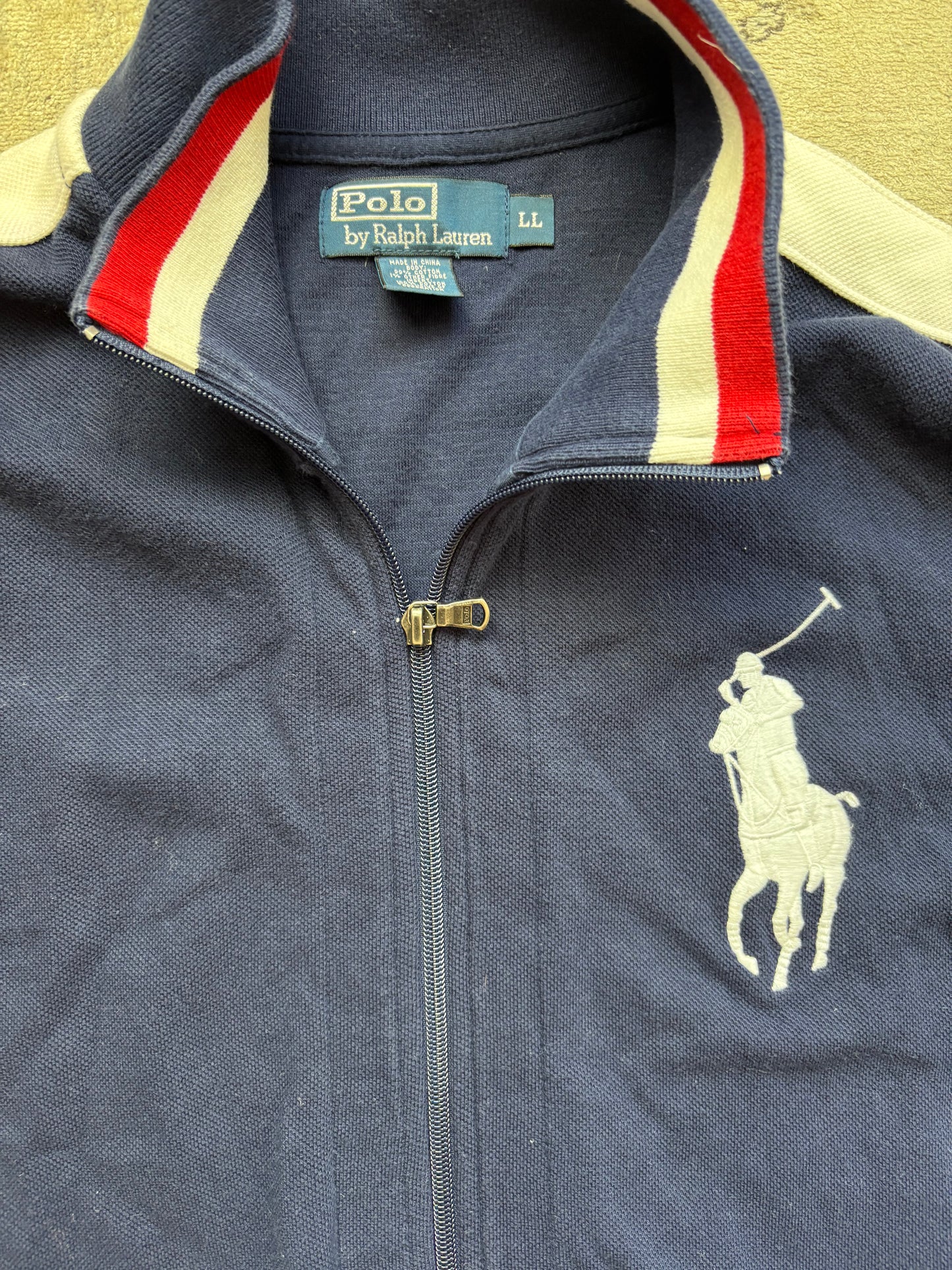 RALPH LAUREN NAVY ZIP UP HOODIE (L)