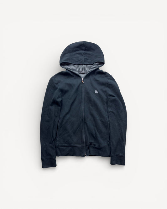 BURBERRY BLACK ZIP UP HOODIE (S)