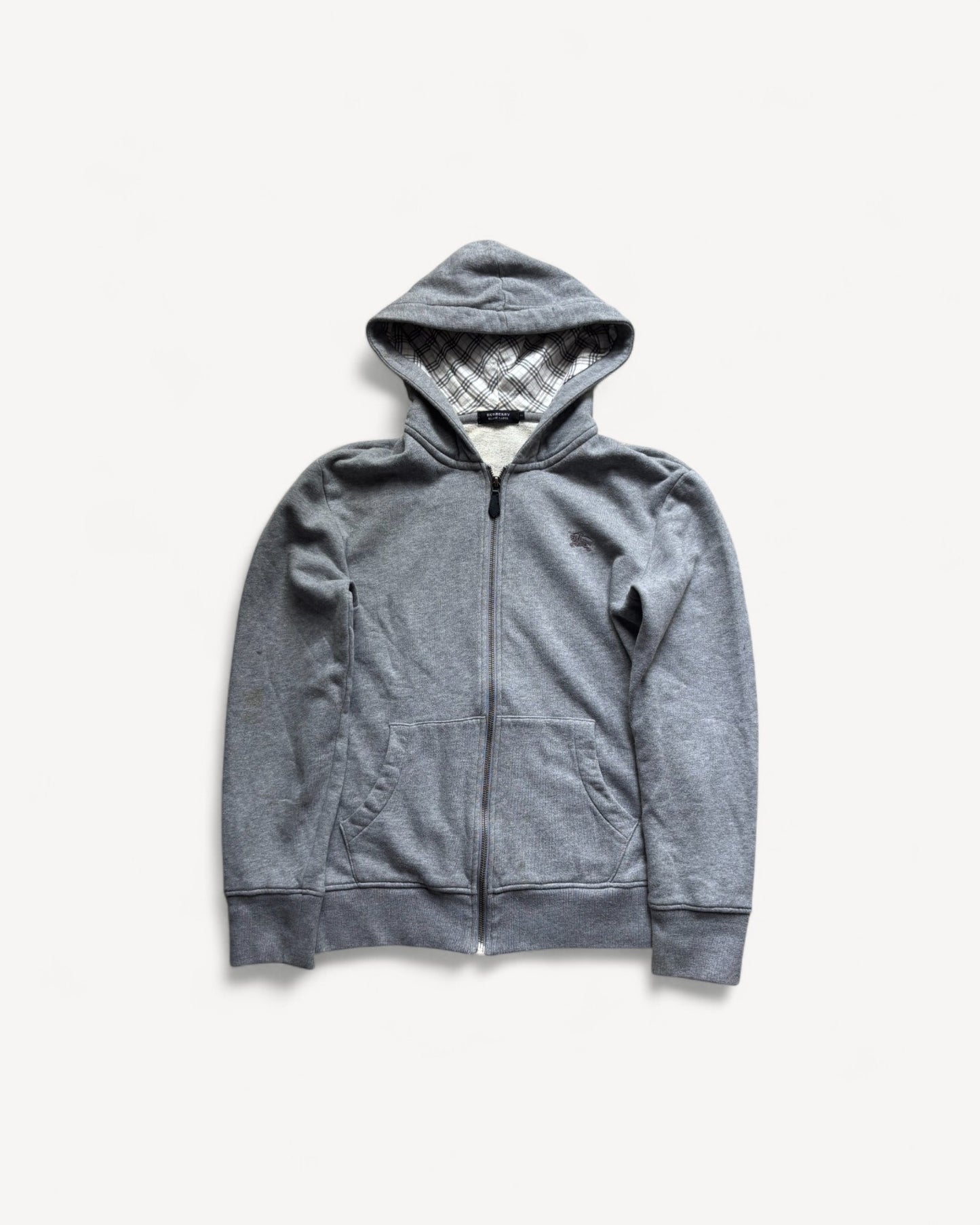 BURBERRY GREY ZIP UP HOODIE (S)