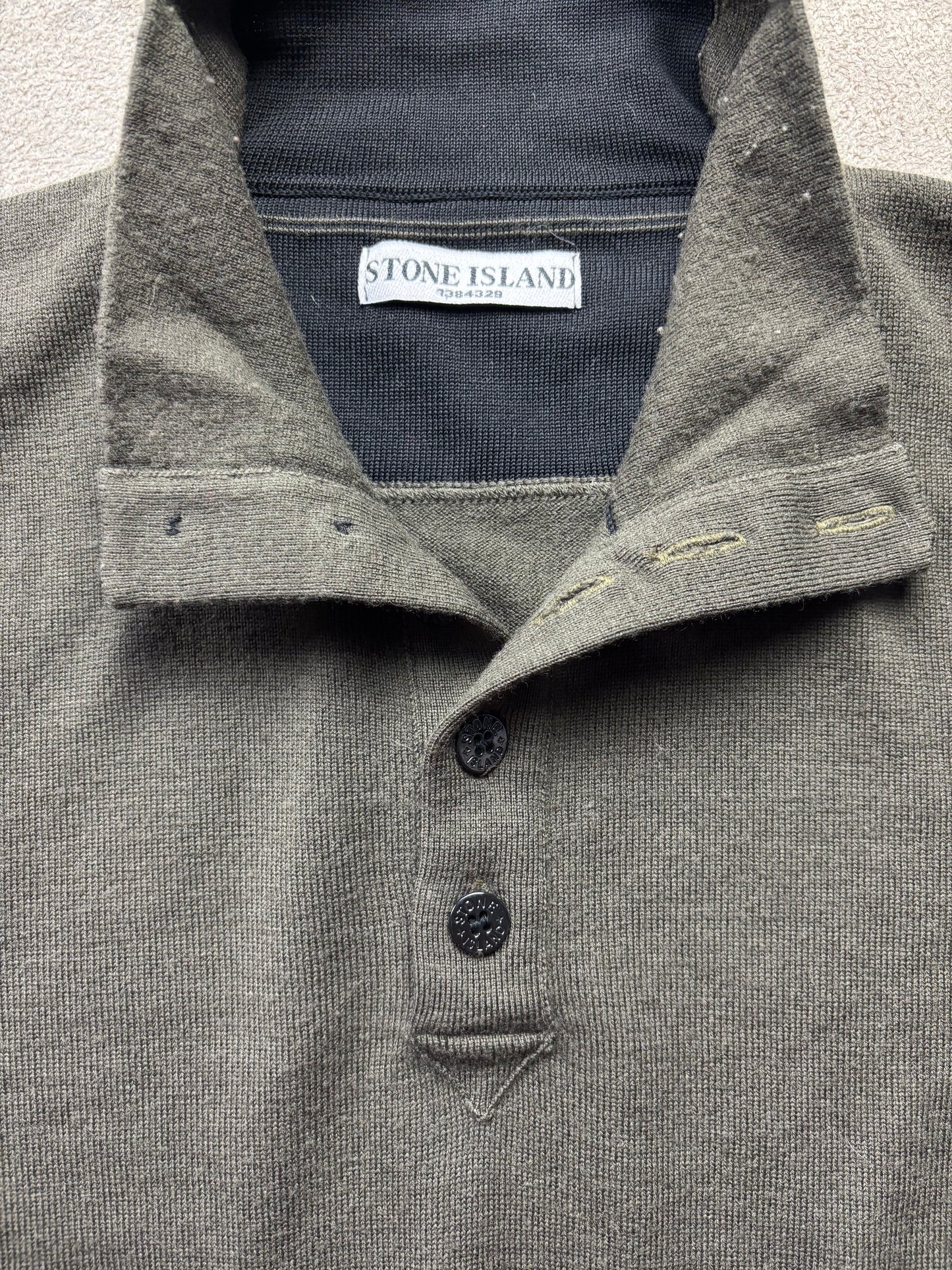 STONE ISLAND GREEN HALF ZIP UP KNIT (L)