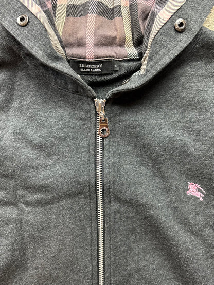 BURBERRY DARK GREY ZIP UP HOODIE (S)