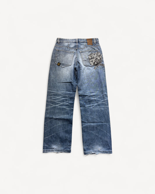 JAPANESE EMBROIDERED DENIM W32 L32 #JAP9