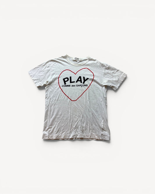 CDG PLAY WHITE T-SHIRT (M)