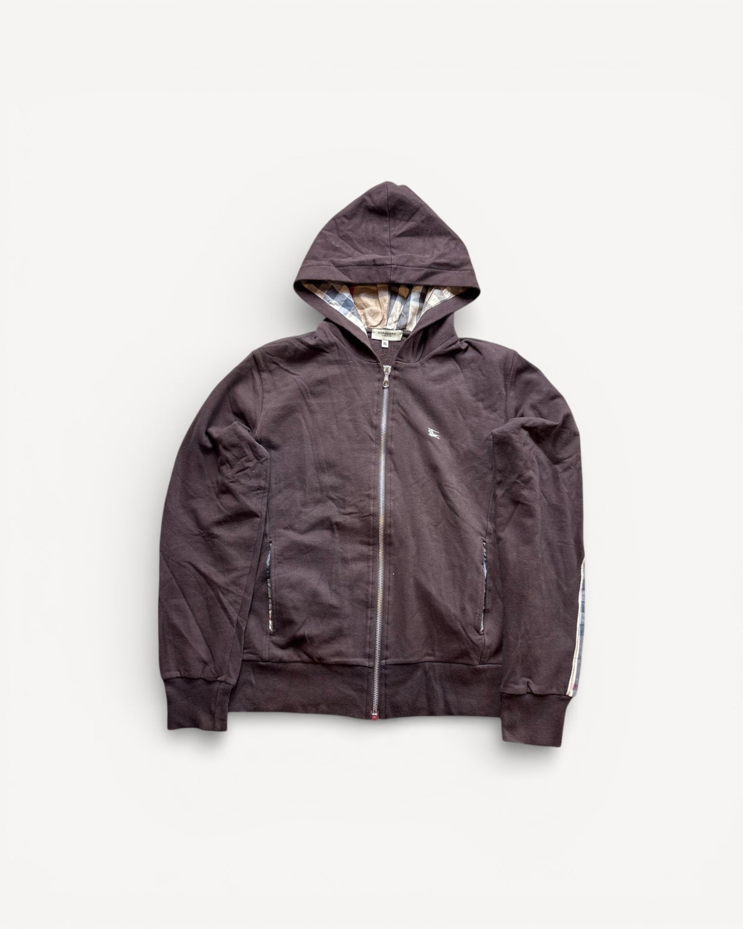 BURBERRY BROWN ZIP UP HOODIE (S)