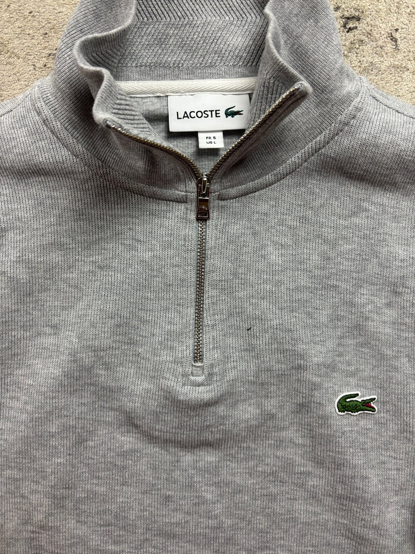 LACOSTE GREY HALF ZIP UP KNIT (L)