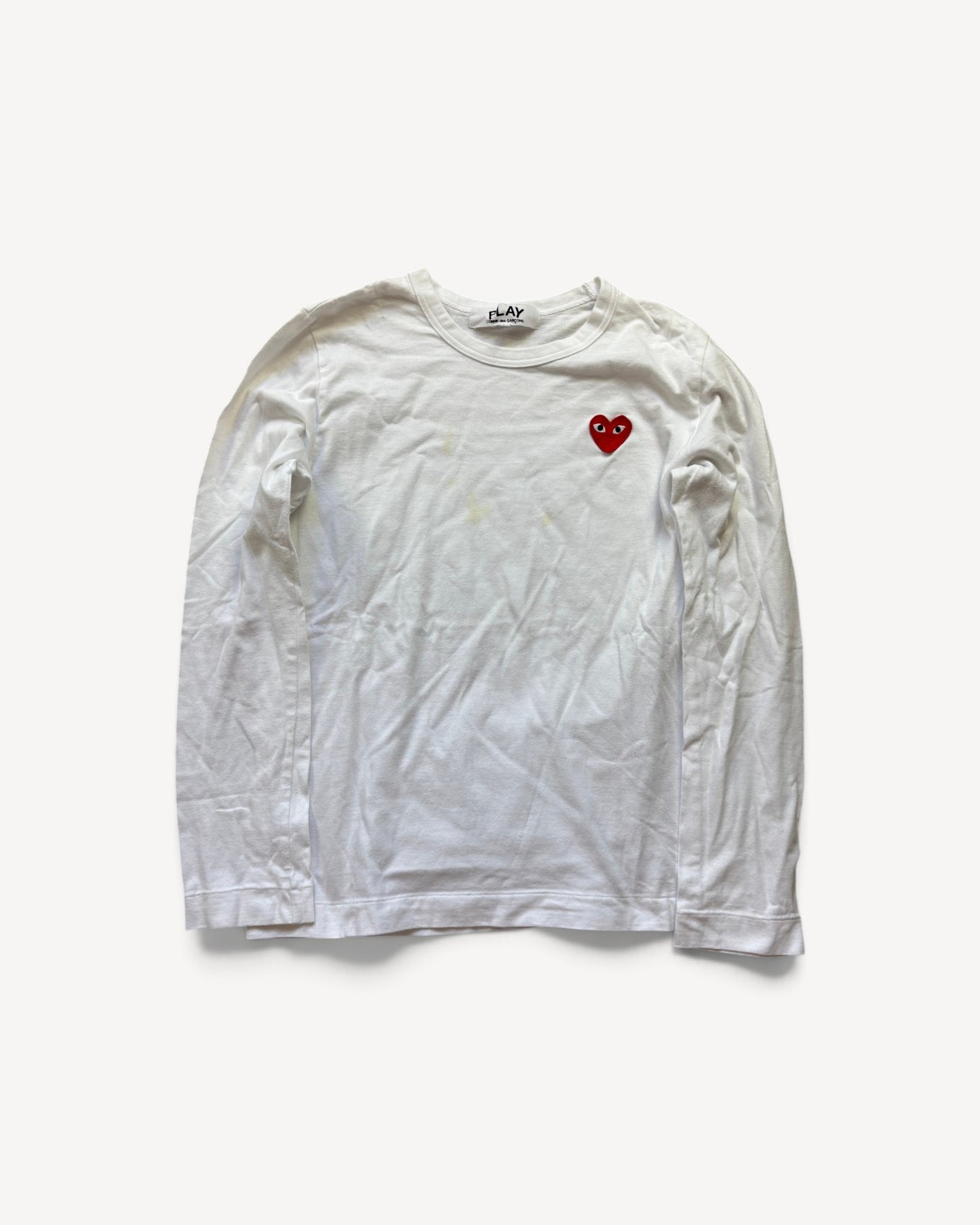CDG PLAY WHITE LONGSLEEVE (S)