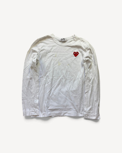 CDG PLAY WHITE LONGSLEEVE (S)