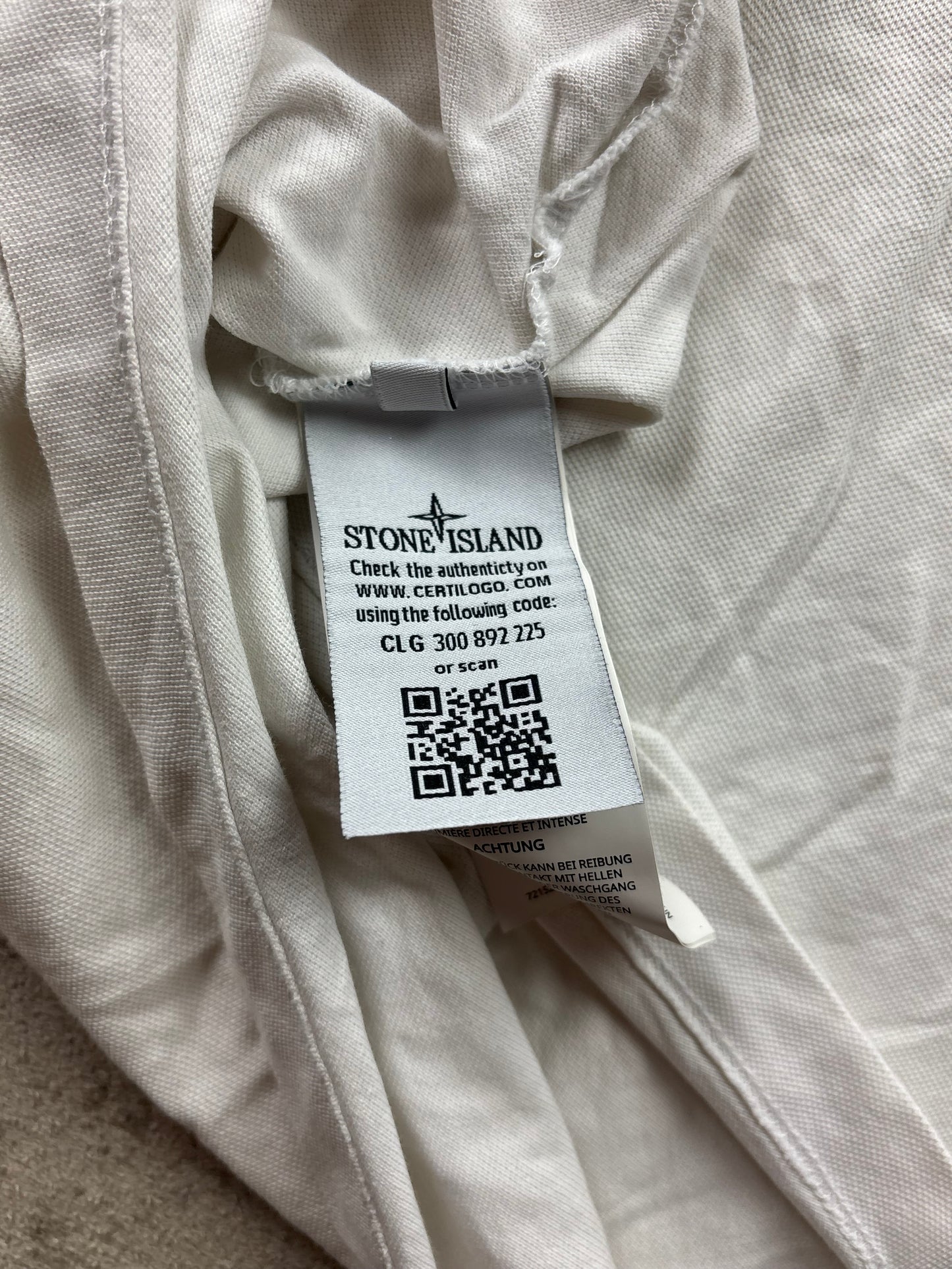 STONE ISLAND WHITE POLO SHIRT (XL)