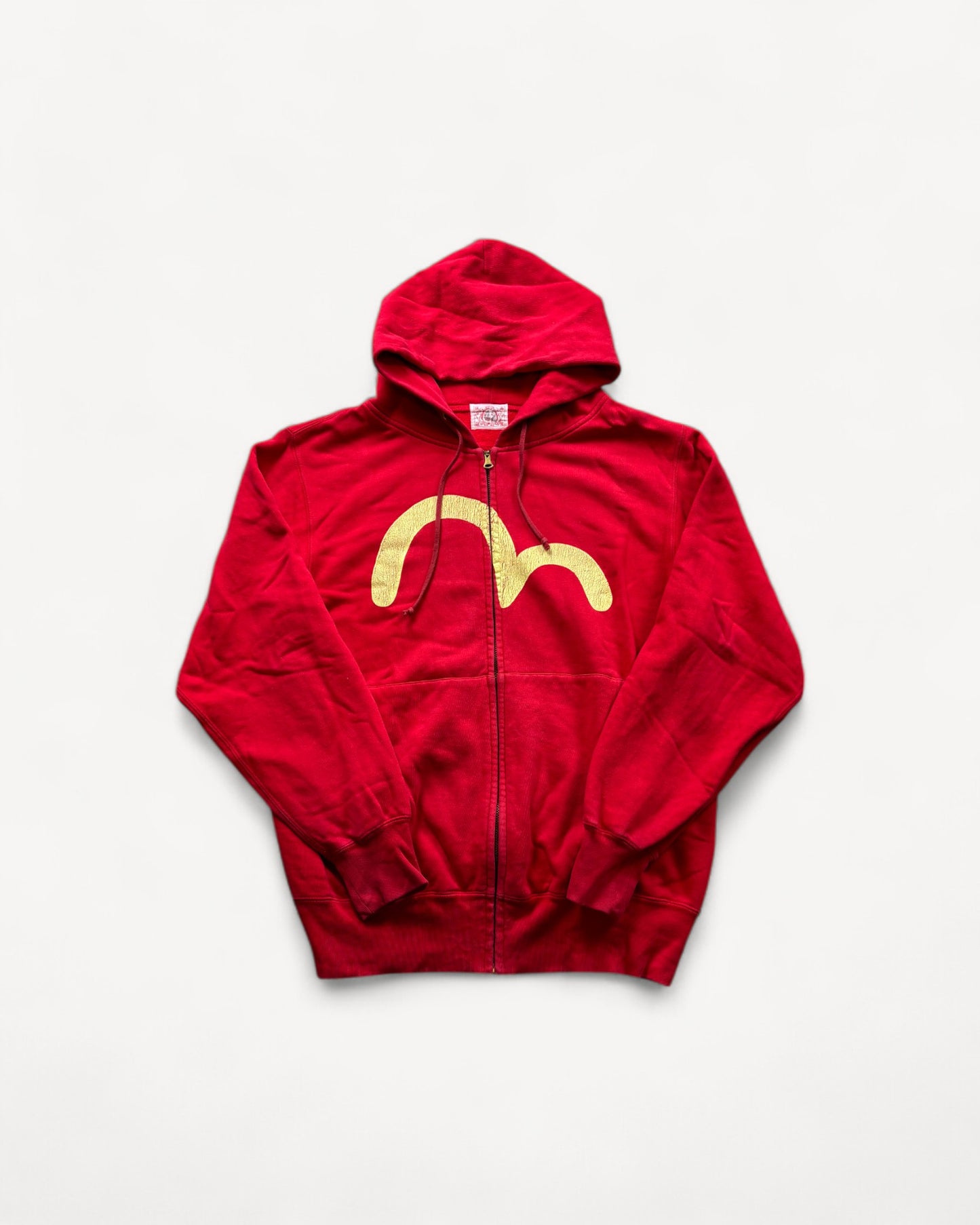 EVISU RED ZIP UP HOODIE (L)