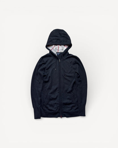 BURBERRY BLACK ZIP UP HOODIE (S)