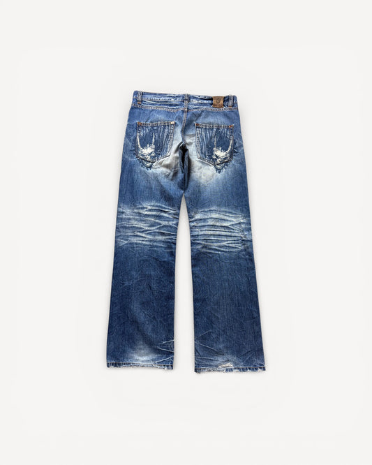 JAPANESE EMBROIDERED DENIM W34 L32 #JAP13