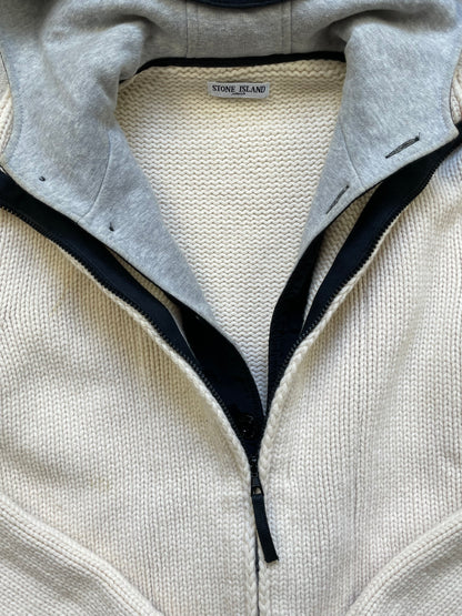 STONE ISLAND WHITE ZIP UP KNIT (S)