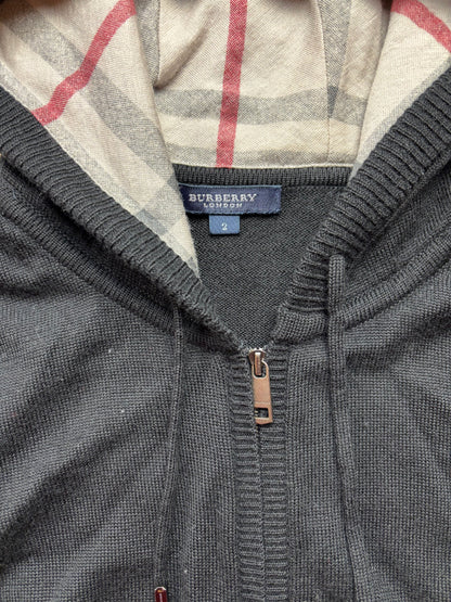 BURBERRY BLACK ZIP UP HOODIE (S)