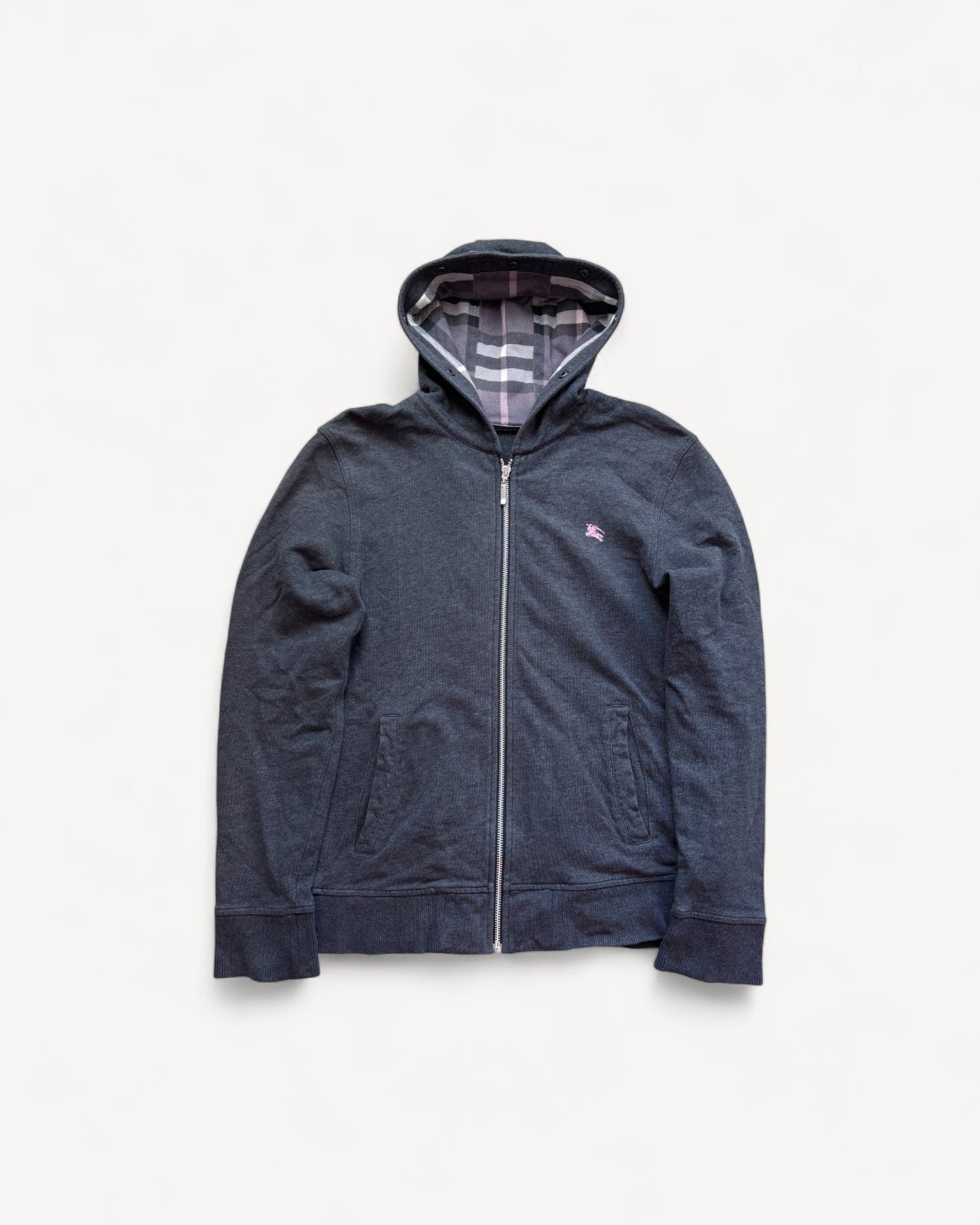 BURBERRY BLACK ZIP UP HOODIE (S)