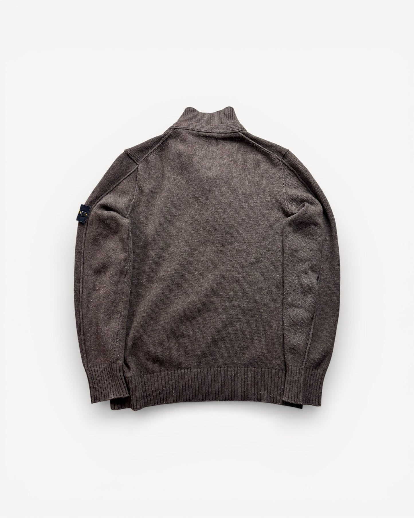 STONE ISLAND BROWN HALF ZIP UP KNIT (M)