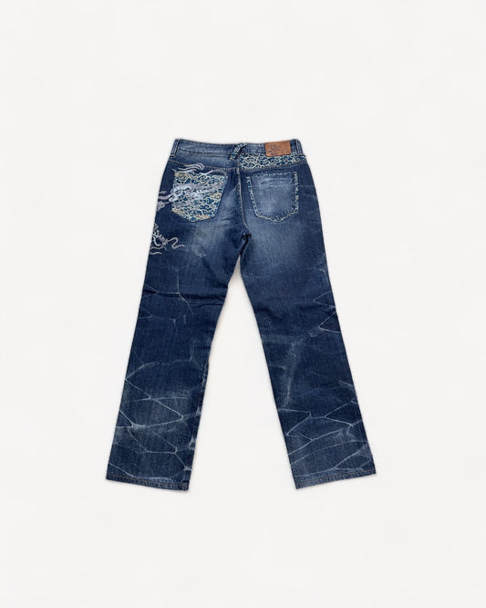 JAPANESE EMBROIDERED DENIM W32 L32 #JAP2