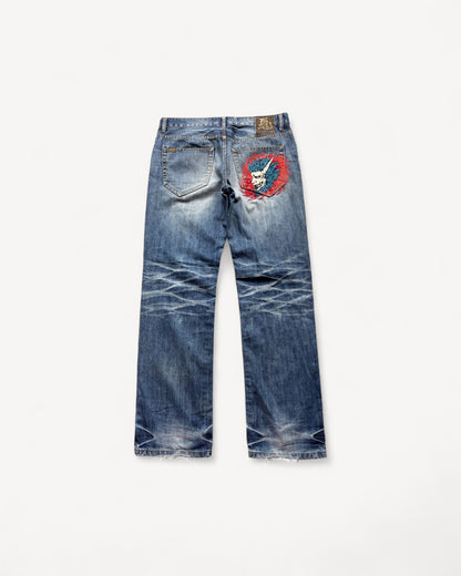 JAPANESE EMBROIDERED DENIM W34 L32 #JAP10