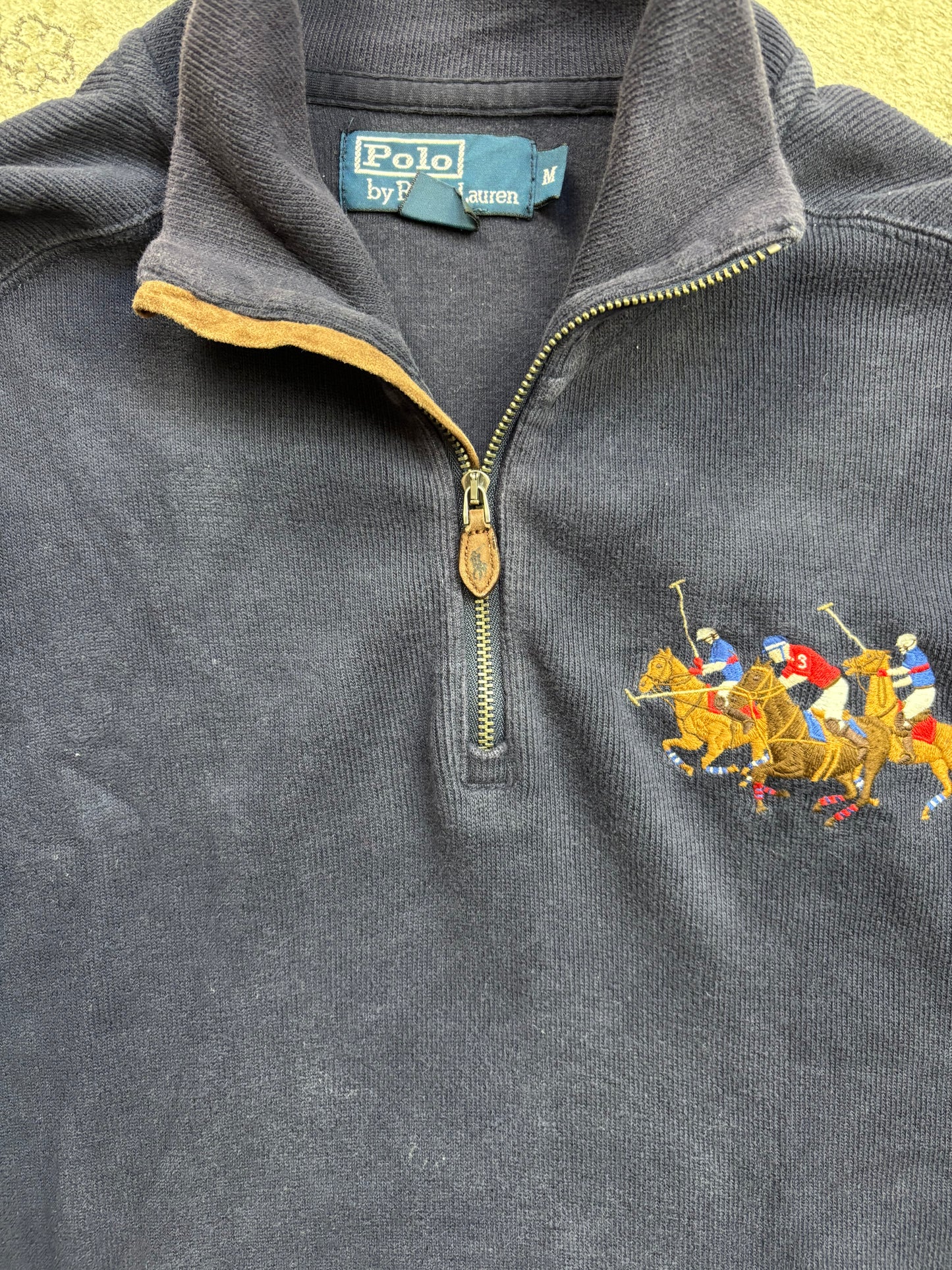 RALPH LAUREN NAVY HALF ZIP UP KNIT (M)