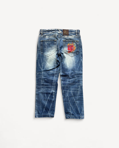 JAPANESE EMBROIDERED DENIM W33 L30 #JAP13