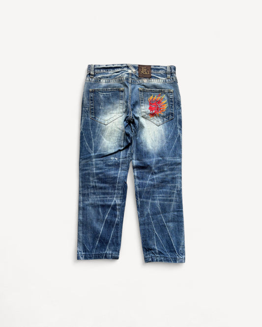 JAPANESE EMBROIDERED DENIM W33 L30 #JAP13