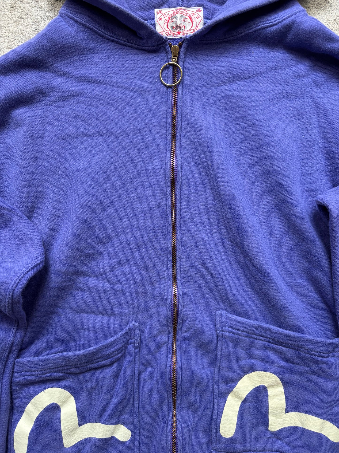 EVISU BLUE ZIP UP HOODIE (M)