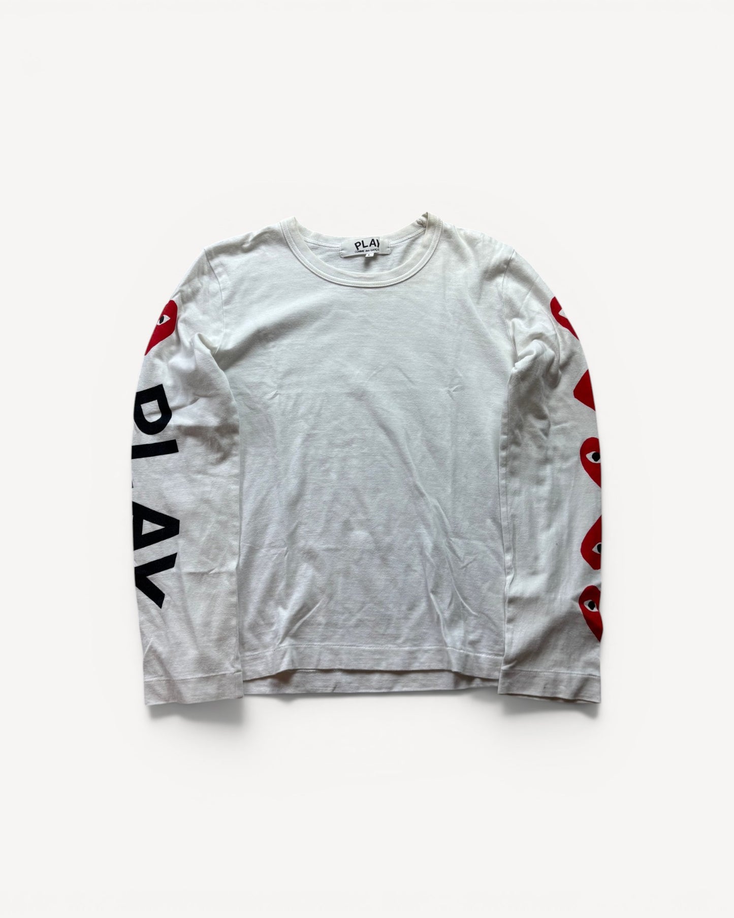 CDG PLAY WHITE LONGSLEEVE (S)