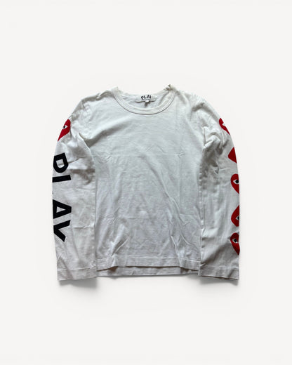 CDG PLAY WHITE LONGSLEEVE (S)