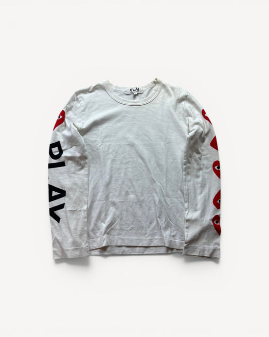 CDG PLAY WHITE LONGSLEEVE (S)