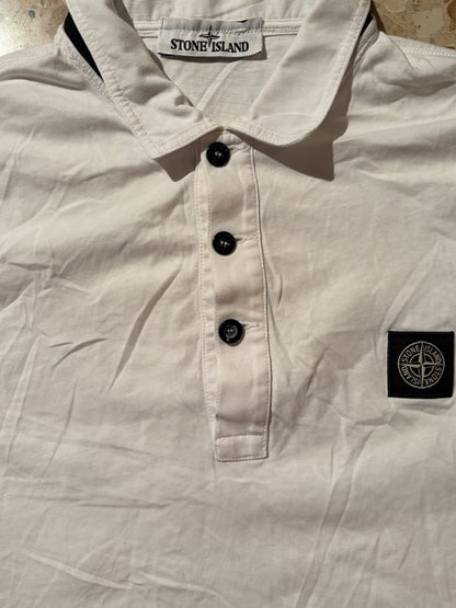 STONE ISLAND WHITE POLO SHIRT (L)