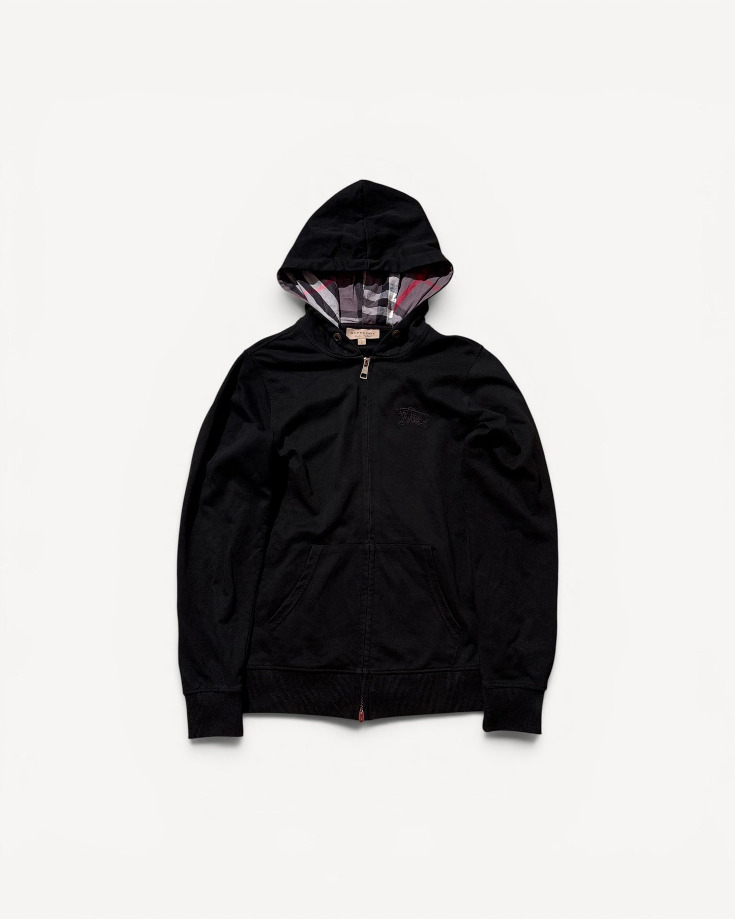BURBERRY BLACK ZIP UP HOODIE (L)