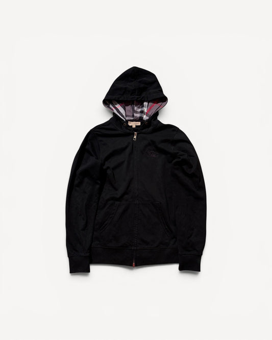 BURBERRY BLACK ZIP UP HOODIE (L)