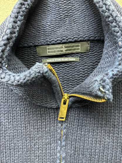 STONE ISLAND NAVY ZIP UP KNIT (L)