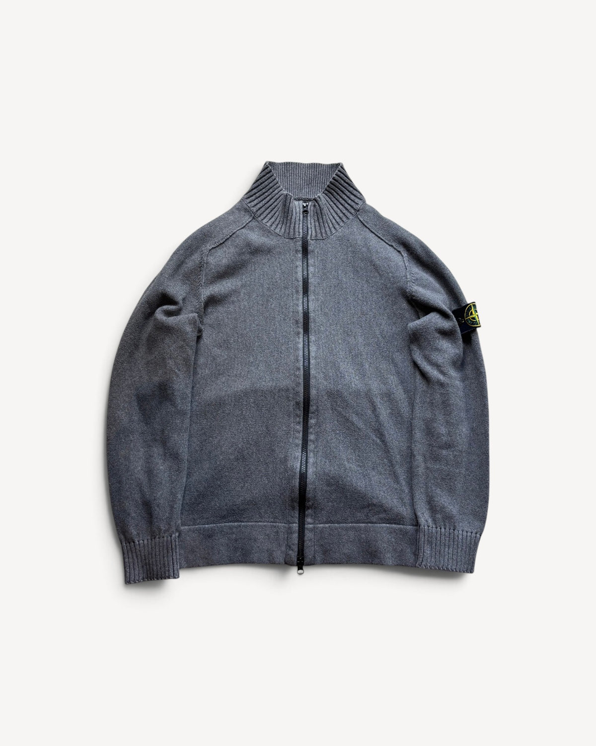 STONE ISLAND GREY ZIP UP KNIT (L)