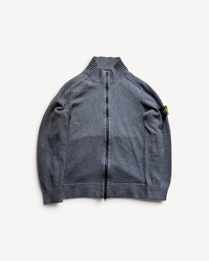 STONE ISLAND GREY ZIP UP KNIT (L)