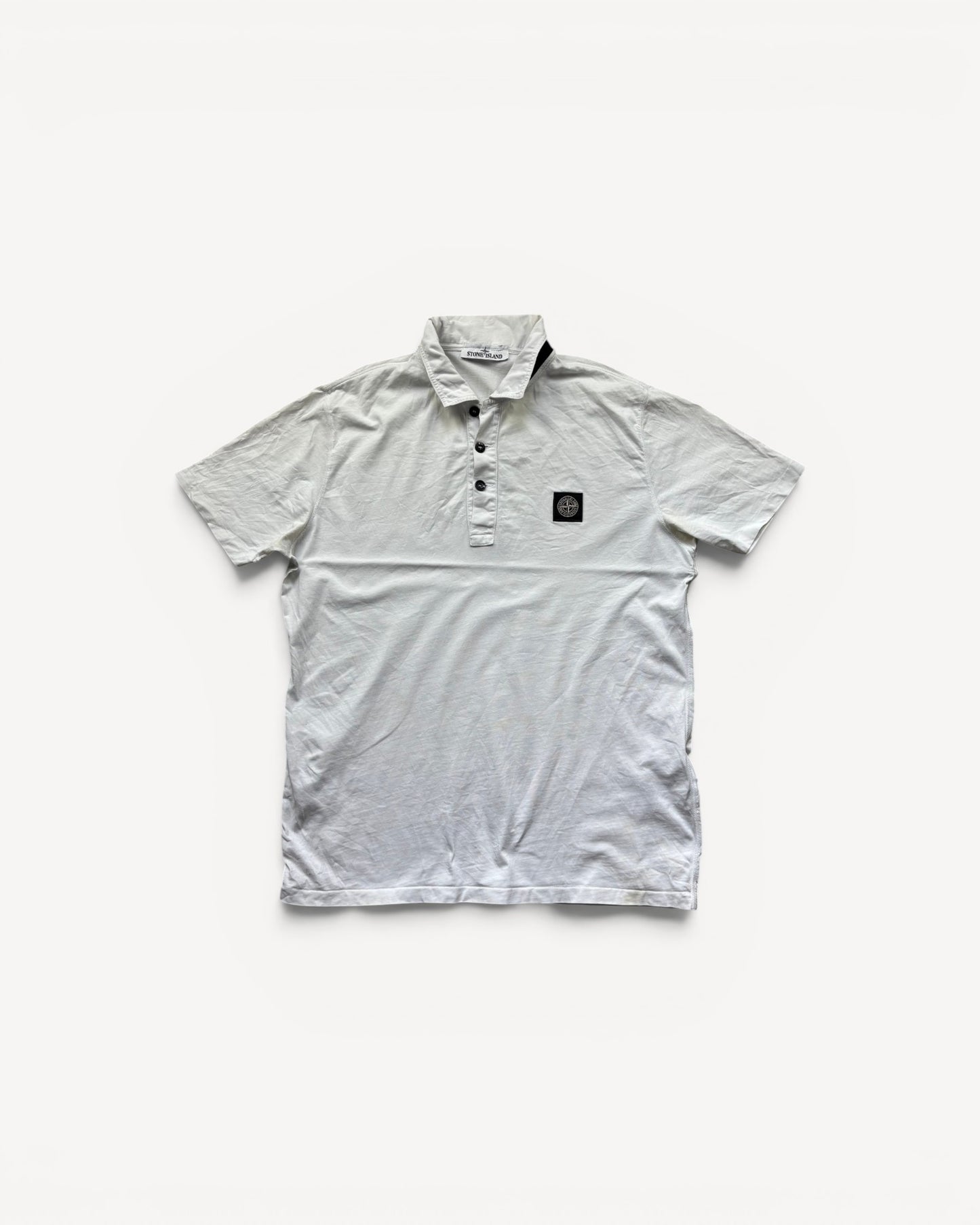 STONE ISLAND WHITE POLO SHIRT (L)