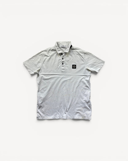 STONE ISLAND WHITE POLO SHIRT (L)