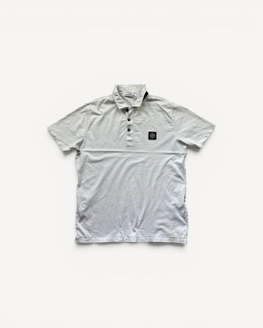 STONE ISLAND WHITE POLO SHIRT (L)