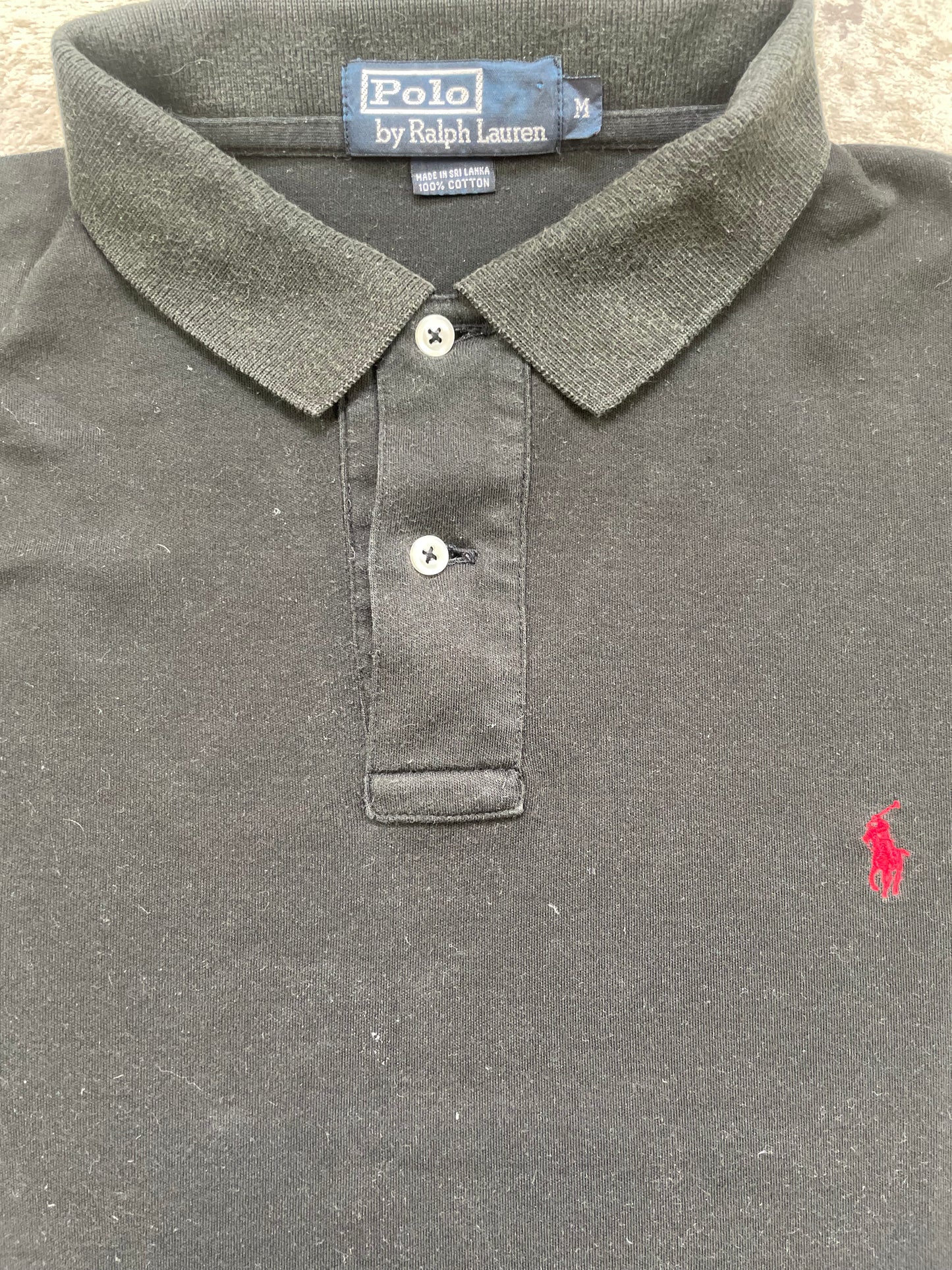 RALPH LAUREN BLACK POLO SHIRT (L)